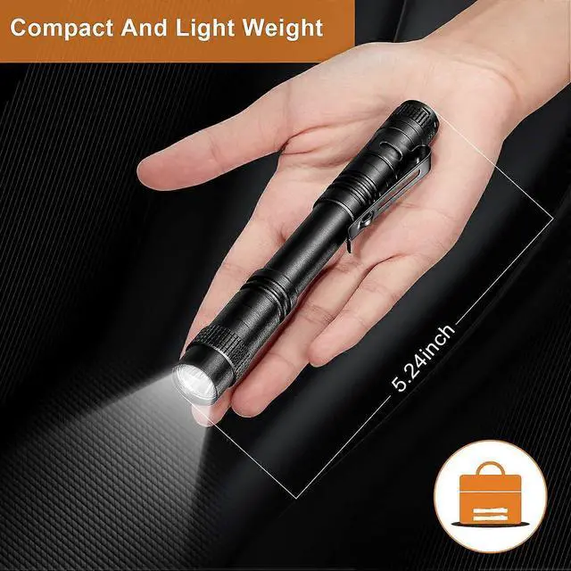 Alt view image 2 of 5 - Ecocleanpath 10-Pack Mini LED Pen Flashlight with Clip - Waterproof Pocket Light for Camping, Emergency & Outdoor Use