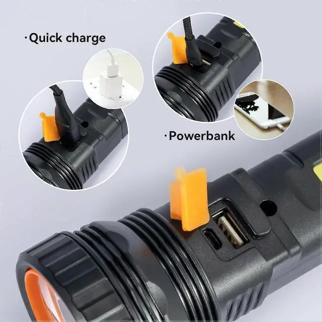 Alt view image 5 of 5 - Ecocleanpath 1200 Lumen Rechargeable Flashlight, 3 Modes & COB Side Light for Camping, Emergency