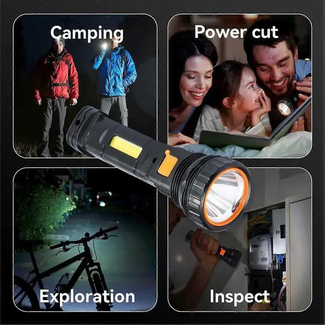 Alt view image 4 of 5 - Ecocleanpath 1200 Lumen Rechargeable Flashlight, 3 Modes & COB Side Light for Camping, Emergency
