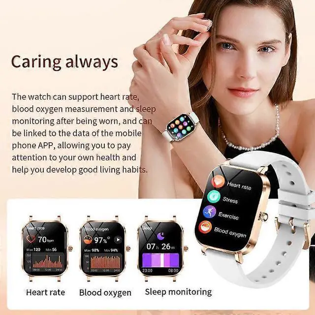 Alt view image 4 of 5 - Ecocleanpath Smartwatch MK90 1.75" Bluetooth Calling, Health Monitor, IP68 Waterproof, White