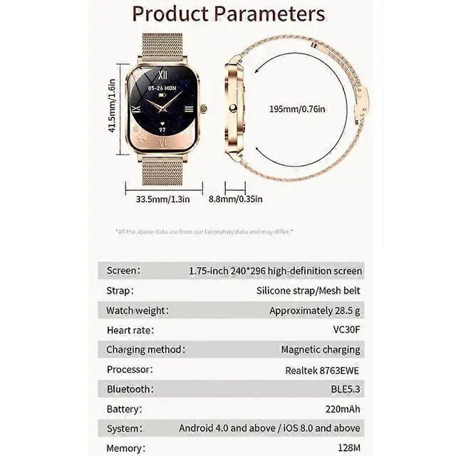 Alt view image 5 of 5 - Ecocleanpath Smartwatch MK90 1.75" Bluetooth Calling, Health Monitor, IP68 Waterproof, White