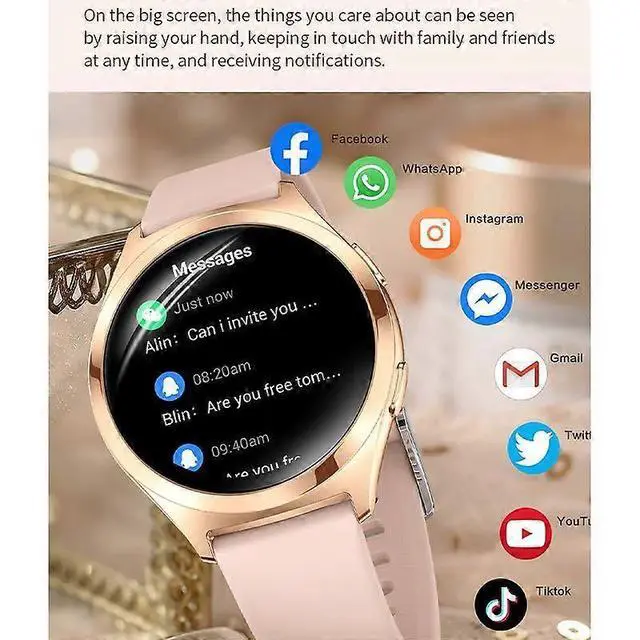 Alt view image 2 of 5 - Ecocleanpath Y35 Smartwatch for Women: Bluetooth Calling, Health & Fitness Tracker, IP68 Waterproof (Black)