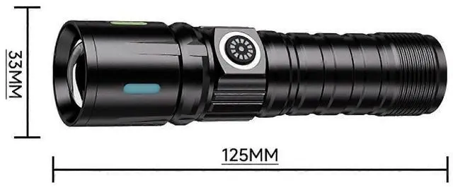 Alt view image 2 of 5 - Ecocleanpath Long Range LED Flashlight with USB Charging, Zoom Lens & LCD Display - Black