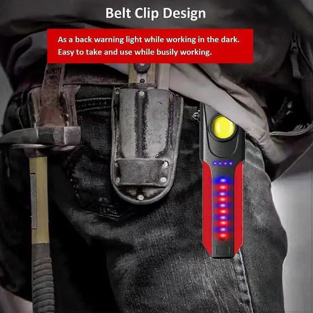 Alt view image 5 of 5 - Ecocleanpath Rechargeable LED Work Flashlight with COB Side Light, Magnetic Base, USB-C Charging & Emergency Tools