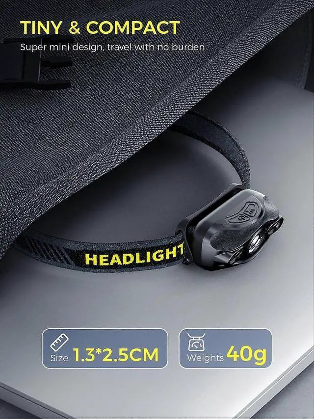 Alt view image 5 of 5 - Ecocleanpath 2 Pack Motion Sensor Headlamp, Super Bright White & Red Light, Waterproof Rechargeable for Camping Running Fishing