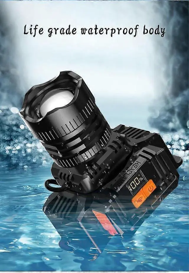 Alt view image 5 of 5 - Ecocleanpath 150,000LM Rechargeable LED Headlamp, IPX6 Waterproof Zoomable Headlight with Power Bank & Digital Display