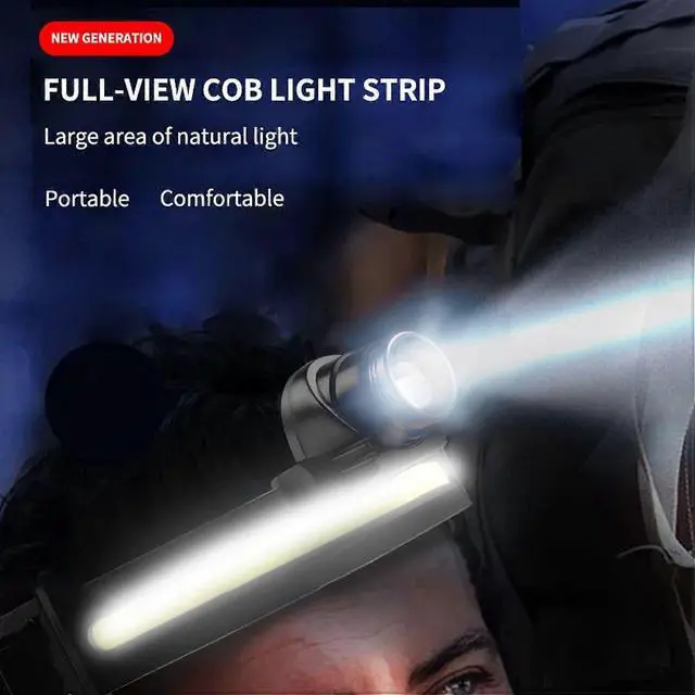 Alt view image 2 of 5 - Ecocleanpath USB Rechargeable LED Headlamp with Sensing & Zoom, XPG COB Light for Camping Fishing (Black)