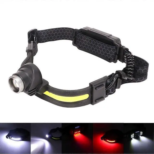 Alt view image 3 of 5 - Ecocleanpath USB Rechargeable LED Headlamp with Sensing & Zoom, XPG COB Light for Camping Fishing (Black)