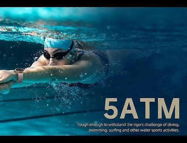 Alt view image 5 of 5 - Ecocleanpath DM76 GPS Smartwatch, 5ATM Waterproof AMOLED Display, Sleep & Heart Rate Tracker (Rose)