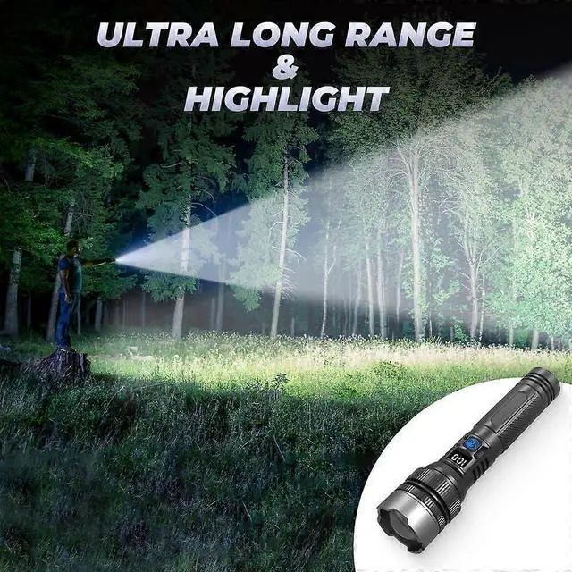 Alt view image 3 of 5 - Ecocleanpath 150000 Lumens USB Rechargeable Flashlight, IPX7 Waterproof, 5 Modes & LCD Display (Black)