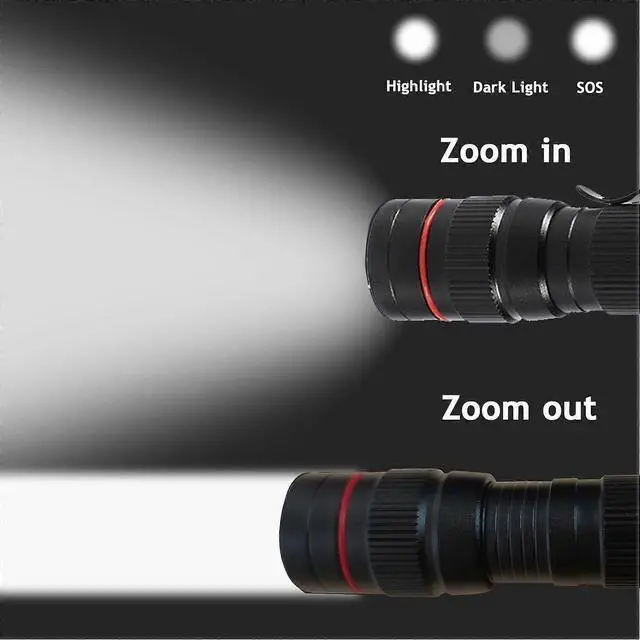 Alt view image 5 of 5 - Ecocleanpath 2-Pack Rechargeable LED Tactical Flashlight, 3 Modes Zoomable Super Bright Mini Torch for Outdoor
