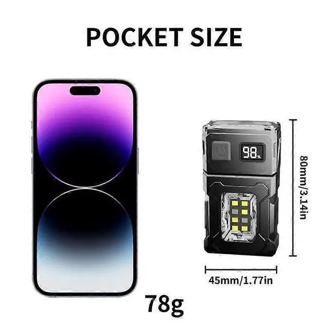 Alt view image 2 of 5 - Ecocleanpath DC08 Swivel Magnetic LED Flashlight, Rechargeable EDC Light with Adjustable Head & Clip