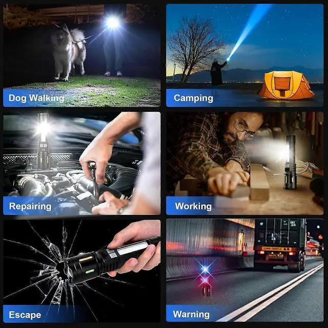 Alt view image 5 of 5 - Ecocleanpath Rechargeable LED Flashlight 3700ft Zoom, 5 Modes, USB-C, IPX6 Waterproof for Outdoor