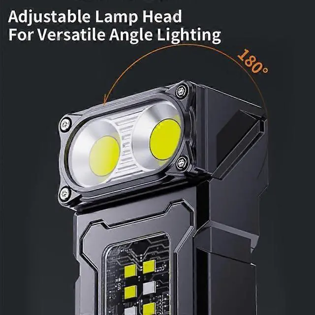 Alt view image 3 of 5 - Ecocleanpath DC08 Swivel Magnetic LED Flashlight, Rechargeable EDC Light with Adjustable Head & Clip