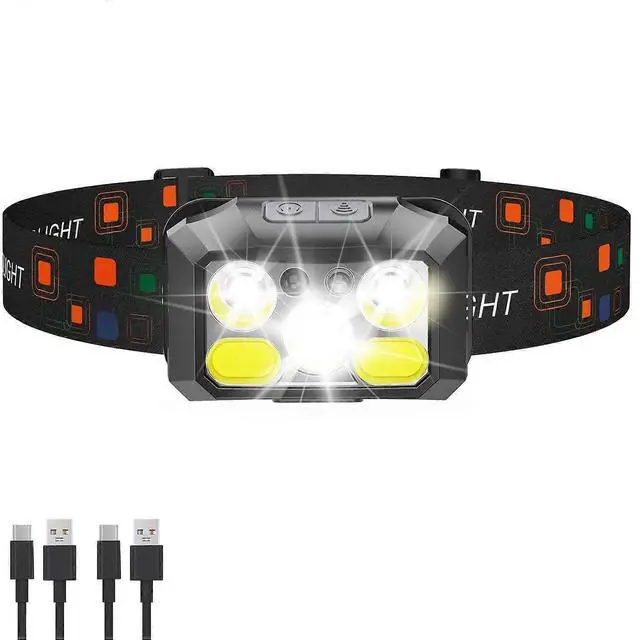 Alt view image 3 of 5 - Ecocleanpath Rechargeable LED Headlamp, 1200 Lumens, Motion Sensor, USB-C, IPX4 Waterproof for Running & Hiking