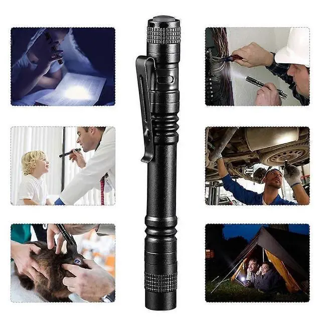 Alt view image 5 of 5 - Ecocleanpath Mini LED Flashlight with Pen Clip - Bright, Waterproof, Portable (Black)