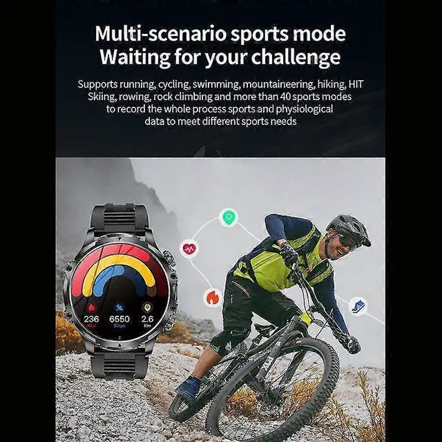 Alt view image 4 of 5 - Ecocleanpath AK75 Smartwatch with Flashlight & Bluetooth Calling, Long Battery Life, 100+ Sports Modes (Silver)