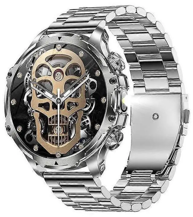 Main image of Ecocleanpath AK75 Smartwatch with Flashlight & Bluetooth Calling, Long Battery Life, Silver - All-Day Health Tracking