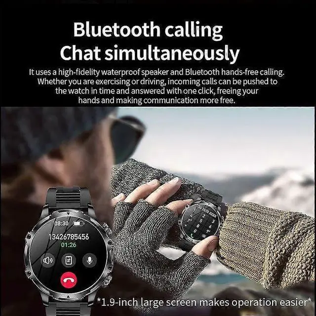 Alt view image 3 of 5 - Ecocleanpath AK75 Smartwatch with Flashlight & Bluetooth Calling, Long Battery Life, Silver - All-Day Health Tracking