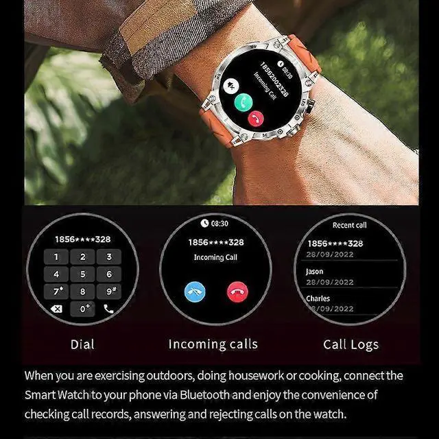 Alt view image 4 of 5 - Ecocleanpath KC89 Smartwatch 760mAh, Compass & Flashlight, 100+ Sports Modes, Heart Rate Monitor (Black)