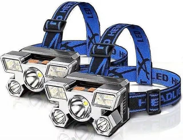 Main image of Ecocleanpath 2-Pack Rechargeable LED Headlamp, Super Bright Waterproof Headlight for Camping & Outdoor (Blue)