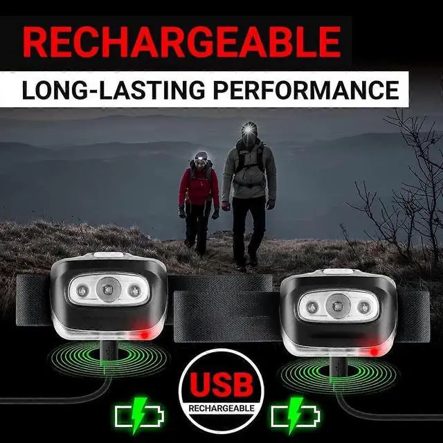 Alt view image 3 of 5 - Ecocleanpath USB Rechargeable Headlamp Flashlight 2-Pack, Super Bright LED Headlight for Camping & Outdoor