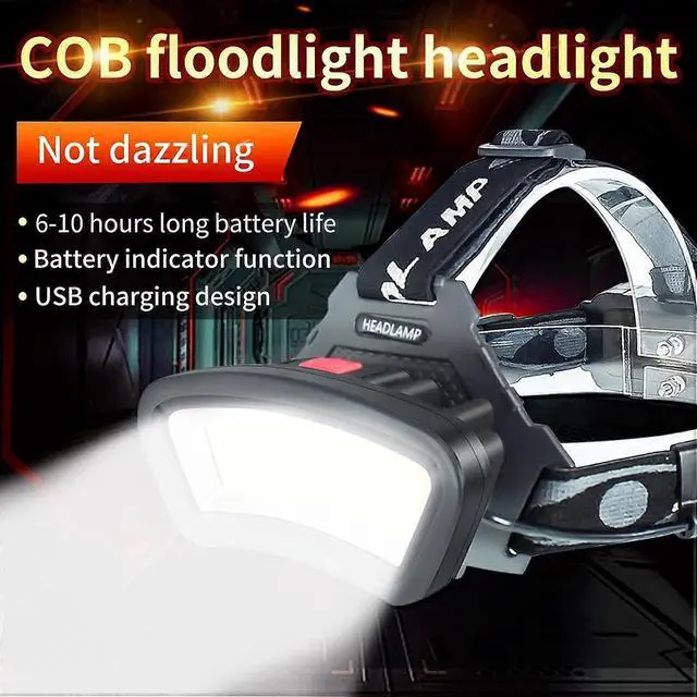 Alt view image 2 of 5 - Ecocleanpath 2000 Lumen COB Headlamp with Red Light, USB Rechargeable & Waterproof for Outdoor Use