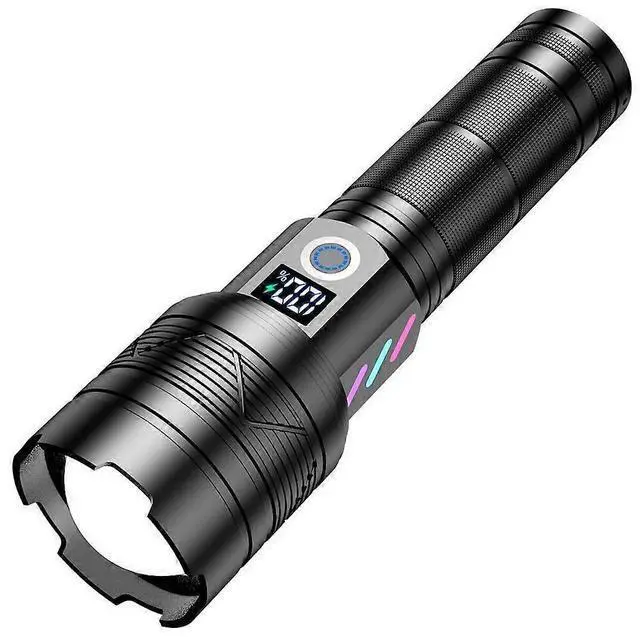 Main image of Ecocleanpath Super Bright Rechargeable LED Flashlight, 5000ft Beam, USB-C Charging & Power Bank, Black