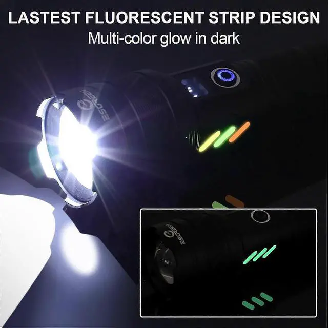 Alt view image 2 of 5 - Ecocleanpath Super Bright Rechargeable LED Flashlight, 5000ft Beam, USB-C Charging & Power Bank, Black