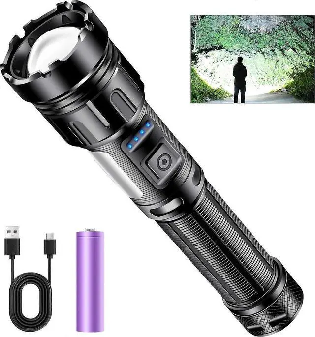 Main image of Ecocleanpath 1200 Lumen Rechargeable LED Flashlight, 5 Modes Zoomable Waterproof Torch for Camping & Emergencies (Black)