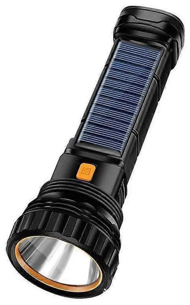 Main image of Ecocleanpath 1000 Lumens Solar/Rechargeable LED Flashlight with Emergency Strobe & Power Bank, Black