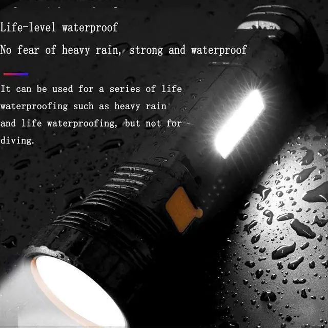 Alt view image 3 of 5 - Ecocleanpath 1000 Lumens Solar/Rechargeable LED Flashlight with Emergency Strobe & Power Bank, Black