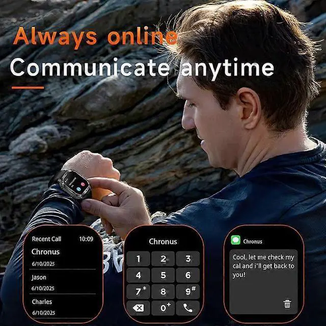 Alt view image 2 of 5 - Ecocleanpath AK80 Smartwatch with Flashlight, 400mAh Battery, Heart Rate & 100 Sports Modes (Black)