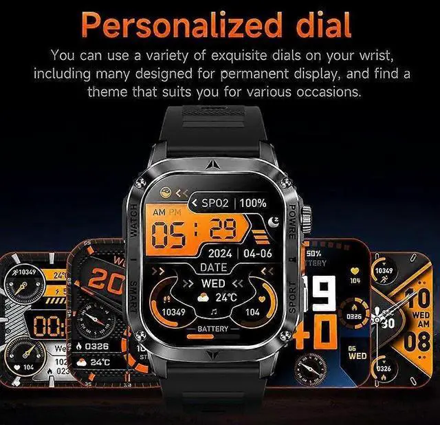 Alt view image 5 of 5 - Ecocleanpath AK80 Smartwatch with Flashlight, 400mAh Battery, Heart Rate & 100 Sports Modes (Black)