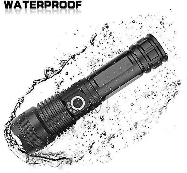 Alt view image 5 of 5 - Ecocleanpath 90000 Lumens Rechargeable LED Tactical Flashlight, IPX65 Waterproof Zoomable Torch with 5 Modes (Black)