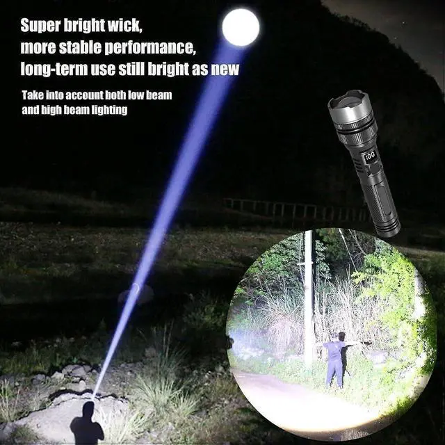 Alt view image 2 of 5 - Ecocleanpath Ultimate Survival Flashlight 2-Pack, 1000 Lumens IPX7 Waterproof Zoomable Torch with 3 Modes & USB Charging (Black)