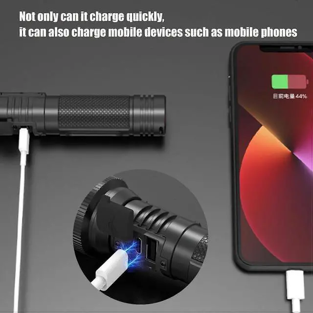 Alt view image 5 of 5 - Ecocleanpath Ultimate Survival Flashlight 2-Pack, 1000 Lumens IPX7 Waterproof Zoomable Torch with 3 Modes & USB Charging (Black)