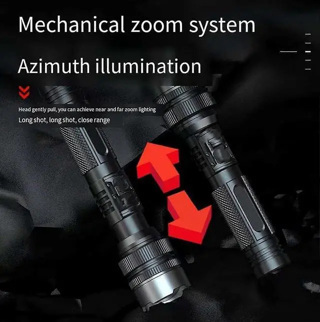 Alt view image 3 of 5 - Ecocleanpath Ultimate Survival Flashlight 2-Pack, 1000 Lumens IPX7 Waterproof Zoomable Torch with 3 Modes & USB Charging (Black)
