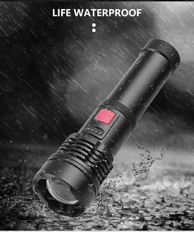 Alt view image 3 of 4 - Ecocleanpath 2000LM Rechargeable LED Flashlight, 5 Modes & Adjustable Focus, IPX5 Waterproof Tactical Light (Black)