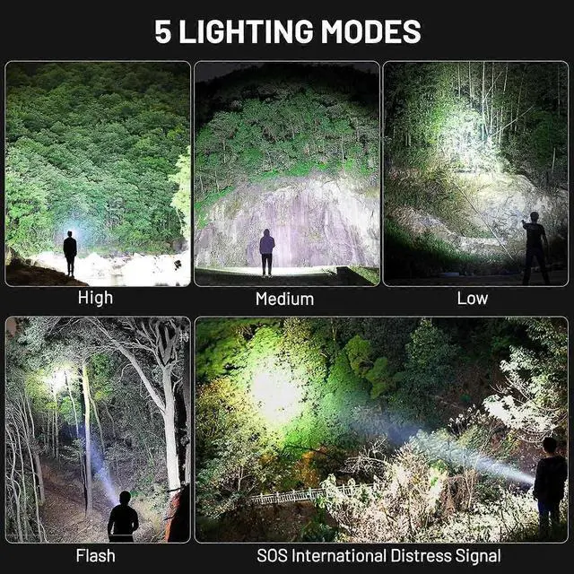 Alt view image 5 of 5 - Ecocleanpath 20000 Lumens Rechargeable Tactical Flashlight, High Power Zoom LED, Type-C Fast Charge, Black