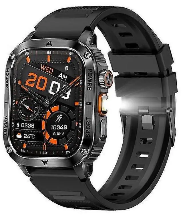 Main image of Ecocleanpath AK80 Smartwatch with Flashlight, 400mAh Battery, Heart Rate & 100 Sports Modes (Black)