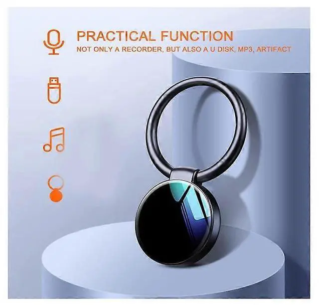 Alt view image 2 of 5 - Ecocleanpath 8GB Black Voice Activated Recorder with Noise Reduction, Keyring MP3 Recorder for Music & Secure Storage