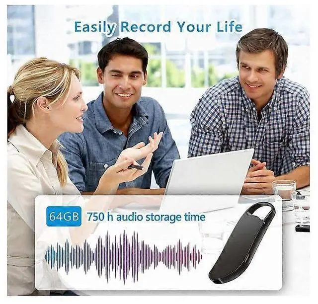 Alt view image 2 of 5 - Ecocleanpath 64GB Voice Activated Recorder for Lectures & Meetings, 750H Recording, One-Click Operation (Black)