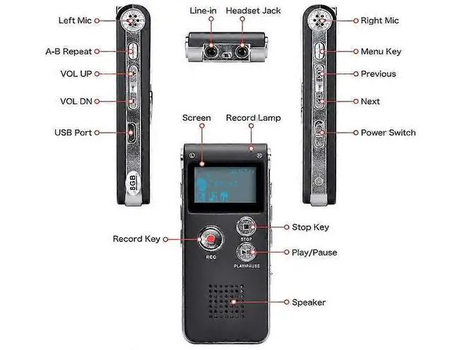 Alt view image 5 of 5 - Ecocleanpath 8GB USB Rechargeable Voice Recorder with MP3 Player, 30+ Hrs Recording, Noise Reduction (Black)