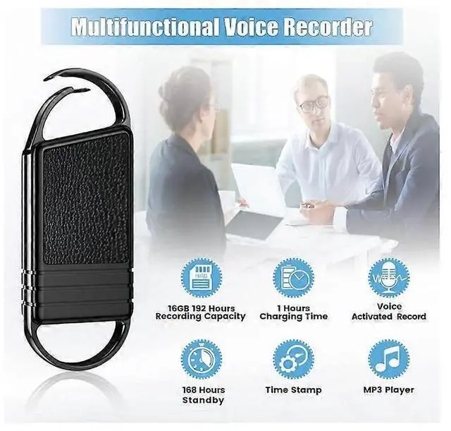 Alt view image 2 of 5 - Ecocleanpath 16GB Voice Activated Recorder, Portable Keychain Recorder for Meetings, Lectures & Interviews (Black)