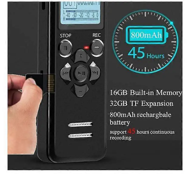 Alt view image 2 of 5 - Ecocleanpath 16GB Voice Activated Recorder for Lectures - 580H Battery, 1536Kbps Clear Audio, Password Protection (Black)
