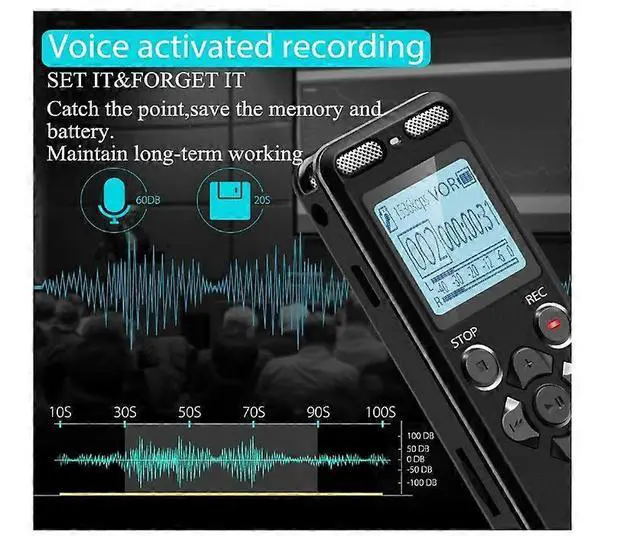 Alt view image 4 of 5 - Ecocleanpath 16GB Voice Activated Recorder for Lectures - 580H Battery, 1536Kbps Clear Audio, Password Protection (Black)