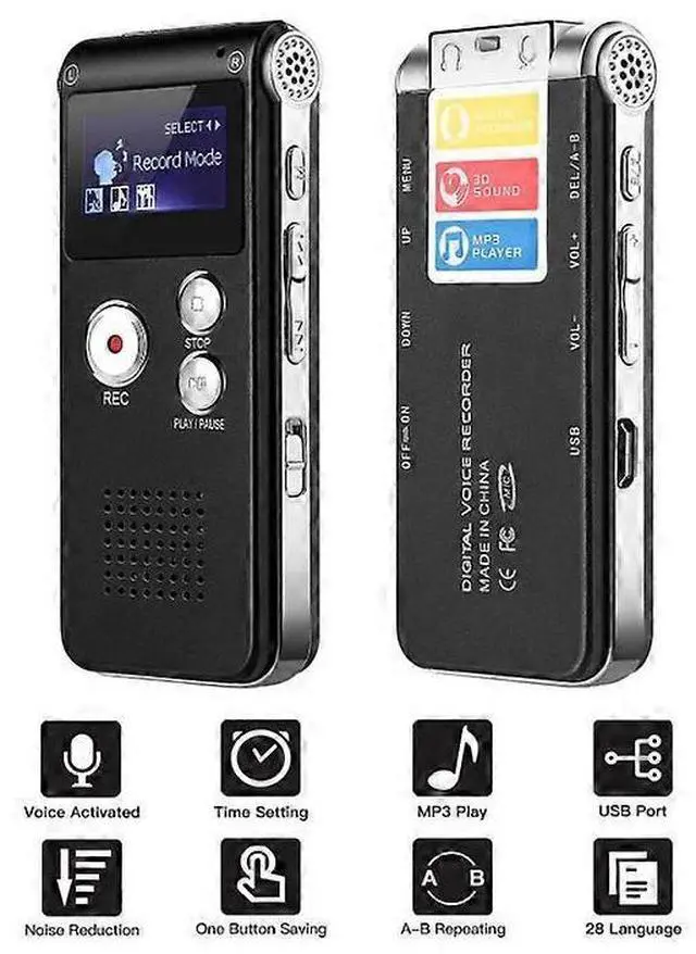 Alt view image 4 of 5 - Ecocleanpath 8GB Professional Voice Recorder with Voice Activation, MP3 Playback & Noise Cancellation (Black)