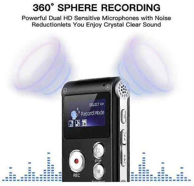 Alt view image 5 of 5 - Ecocleanpath 8GB Professional Voice Recorder with Voice Activation, MP3 Playback & Noise Cancellation (Black)