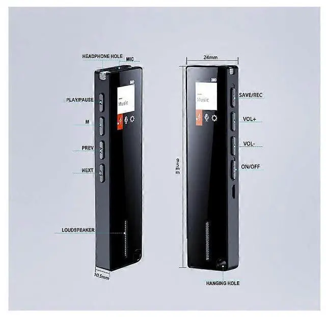 Alt view image 2 of 5 - Ecocleanpath 32GB Voice Activated Recorder with MP3 Player, HD Noise Reduction & 30H Battery, Auto-Save (Black)